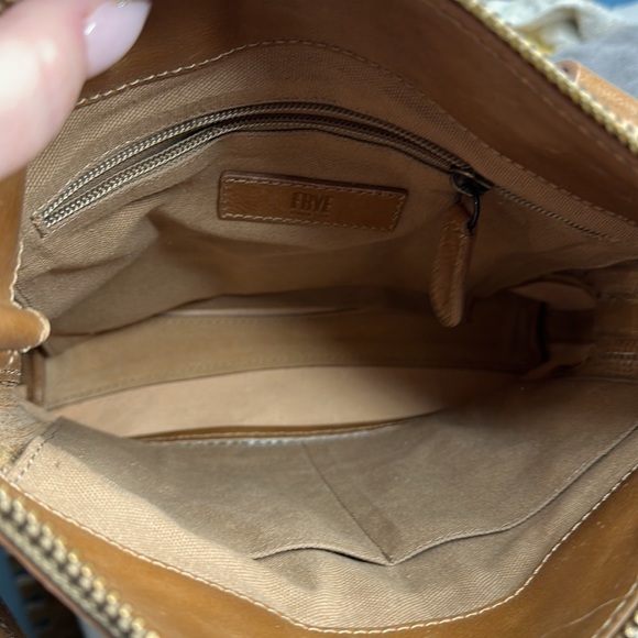 FRYE MELISSA LEATHER WOVEN STRIPED TOP HANDLE ZIP CROSSBODY SMALL TOTE BAG - Picture 12 of 14